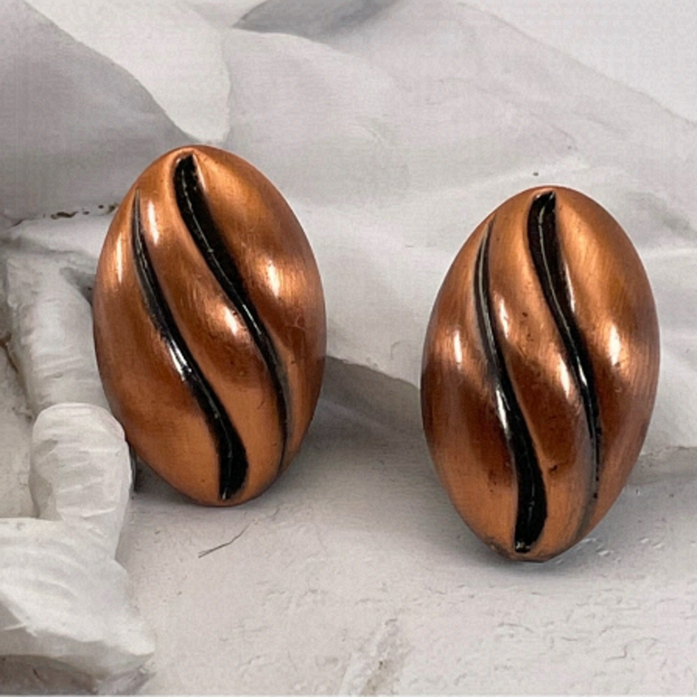 Vintage Copper Clip On Earrings